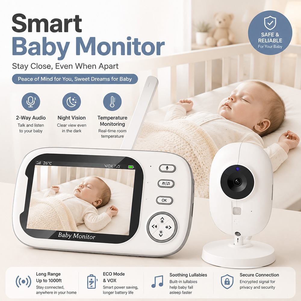 Audio Music For Video - Baby Monitor da 3,5 pollici con