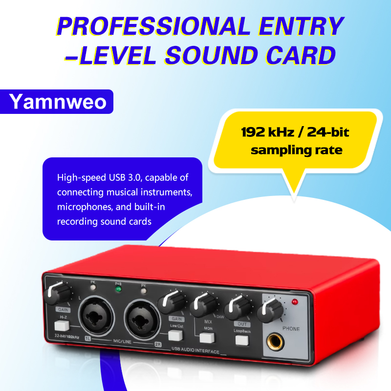 Audio Music Production - YAMNWEO MD21 Scheda Audio USB Rossa,