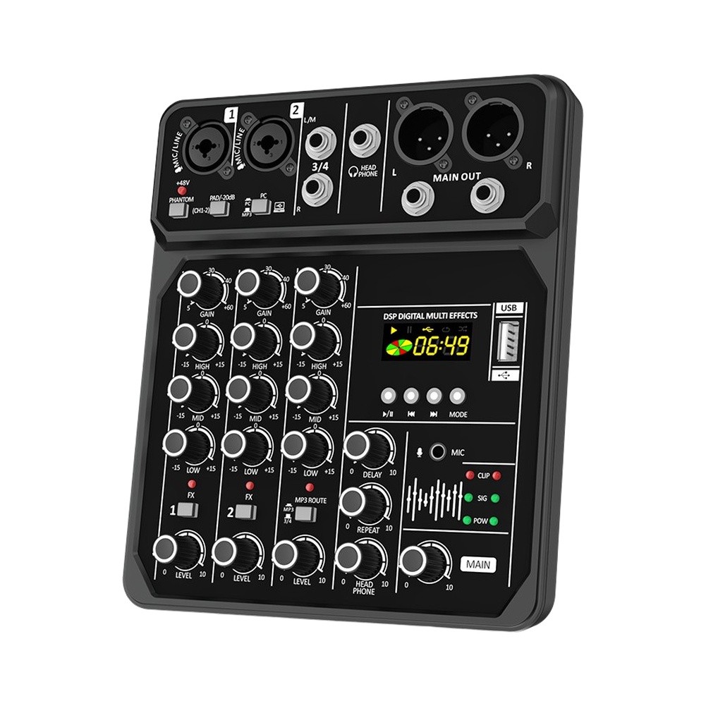 Audio And Music Mixer - Mixer Audio Portatile a 4 Canali